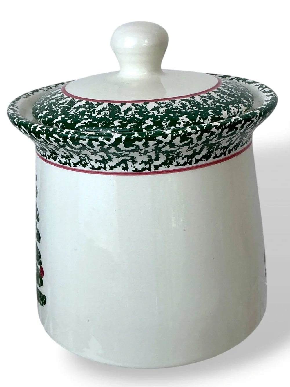 Vintage Christmas Tree Cookie Jar Canister by Bizzirri Made in Italy Green Red